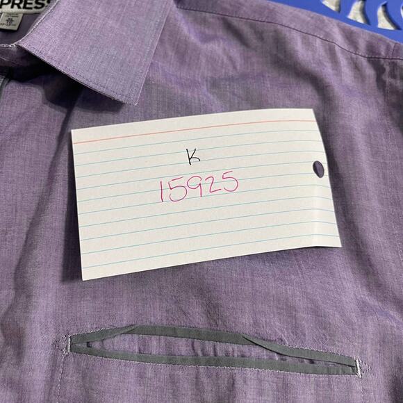 Express button up shirt men's XL violet purple with gray trim casual un tucked - Picture 13 of 13